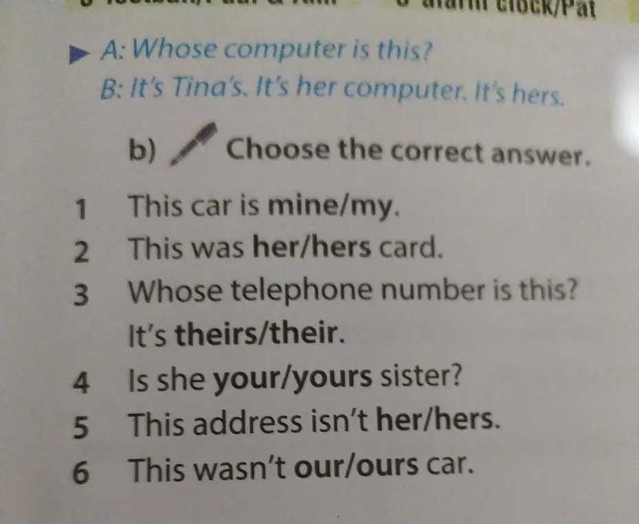 Выбери правильный ответ в предложении 'This car is mine/my.'