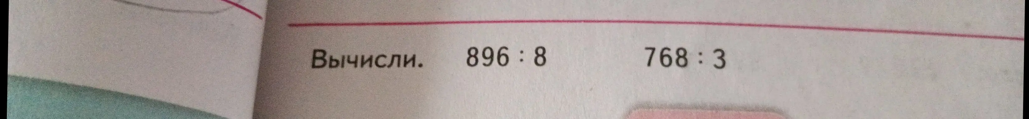Помоги вычислить примеры на деление столбиком: 896 : 8 и 768 : 3