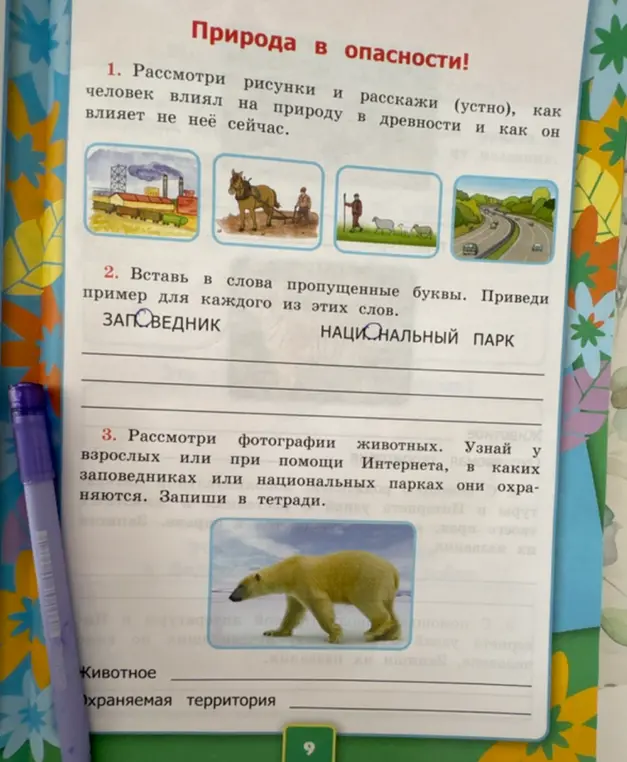 Вставь в слова 'ЗАП...ВЕДНИК' и 'НАЦИ...НАЛЬНЫЙ ПАРК' пропущенные буквы