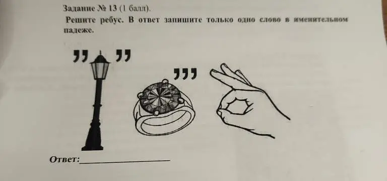 Реши ребус. В ответ запиши только одно слово в именительном падеже.