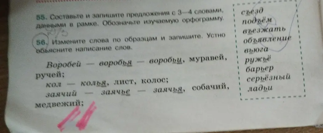 Измени слова по образцам и запиши