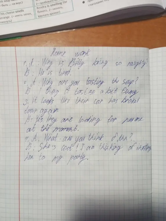 Определи, где Present Simple, а где Present Continues в предложениях 'Why is Billy being so naughty?', 'Why are you tasting the sap?', 'It looks like their car has broken down again', 'What are you think of her?'