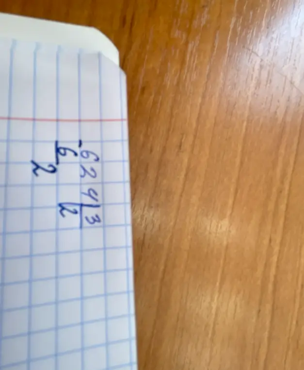 Раздели столбиком 62 на 3