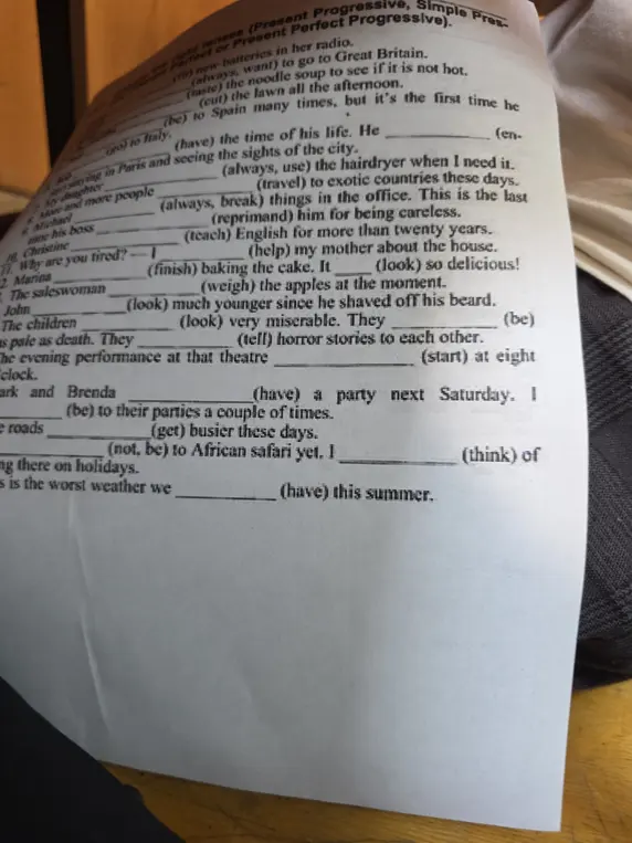 Выполни упражнение на выбор правильной формы глагола во времени Present Progressive, Simple Present, Present Perfect или Present Perfect Progressive в первом предложении