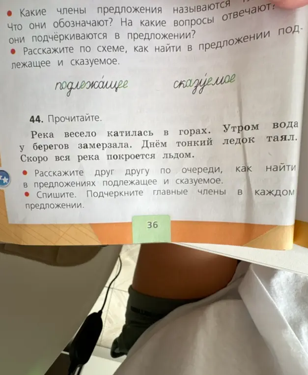 Подчеркни главные члены в каждом предложении в упражнении.