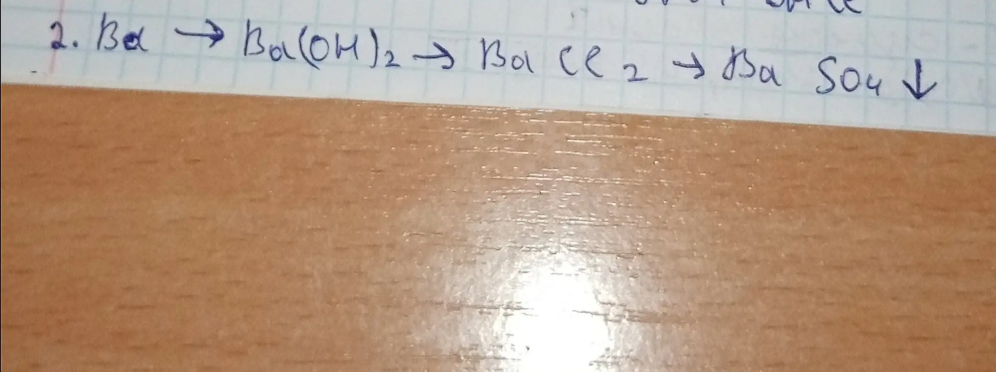 Предложи цепочку реакций Ba -> Ba(OH)2 -> BaCl2 -> BaSO4