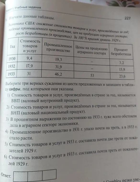 Можешь помочь мне выбрать три верных суждения из шести предложенных на основе данных таблицы?