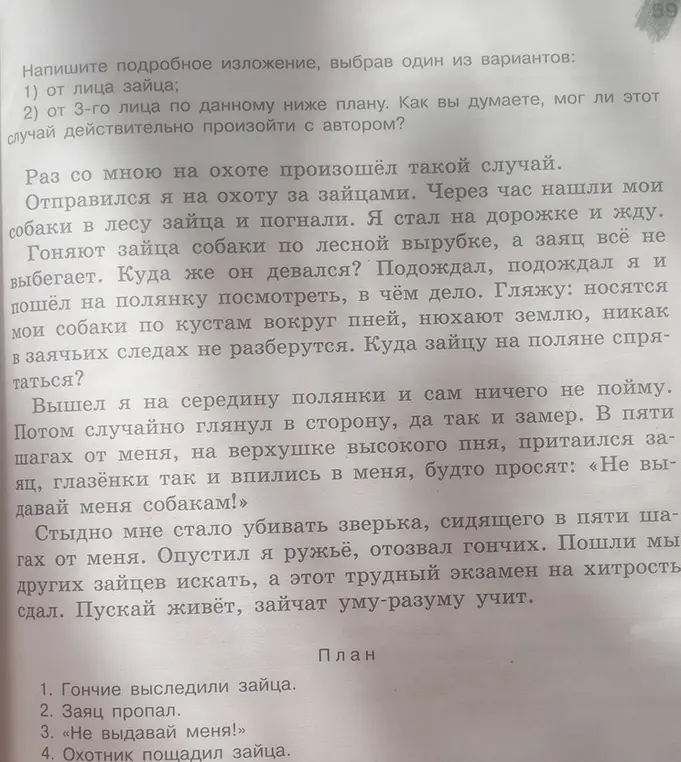 Напиши подробное изложение от 3-го лица по данному плану. Как ты думаешь, мог ли этот случай действительно произойти с автором?