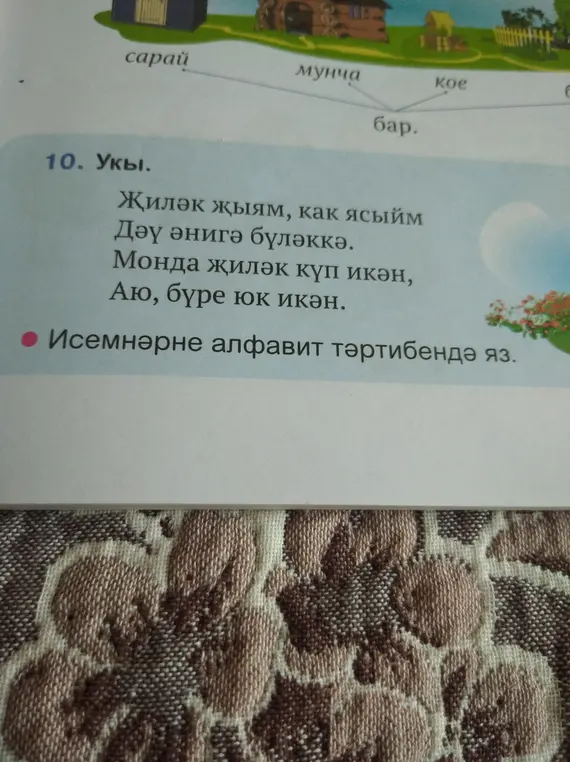 Ты просишь расставить существительные из стихотворения в алфавитном порядке