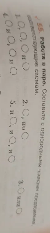 Составь с однородными членами предложения, соответствующие схеме 'О,О,О И О'.