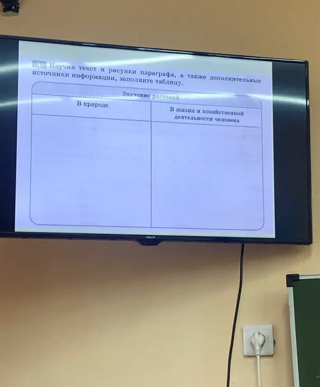Помоги мне заполнить таблицу о значении растений в природе и в жизни человека