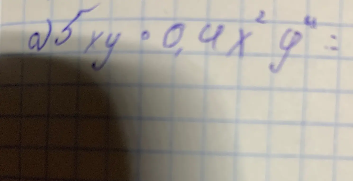 Объясни, как решить пример 0.5xy * 0.4x²y⁴