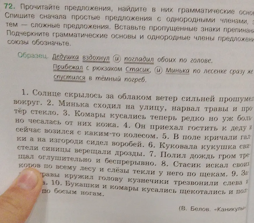 Составь грамматические основы для предложений в упражнении.
