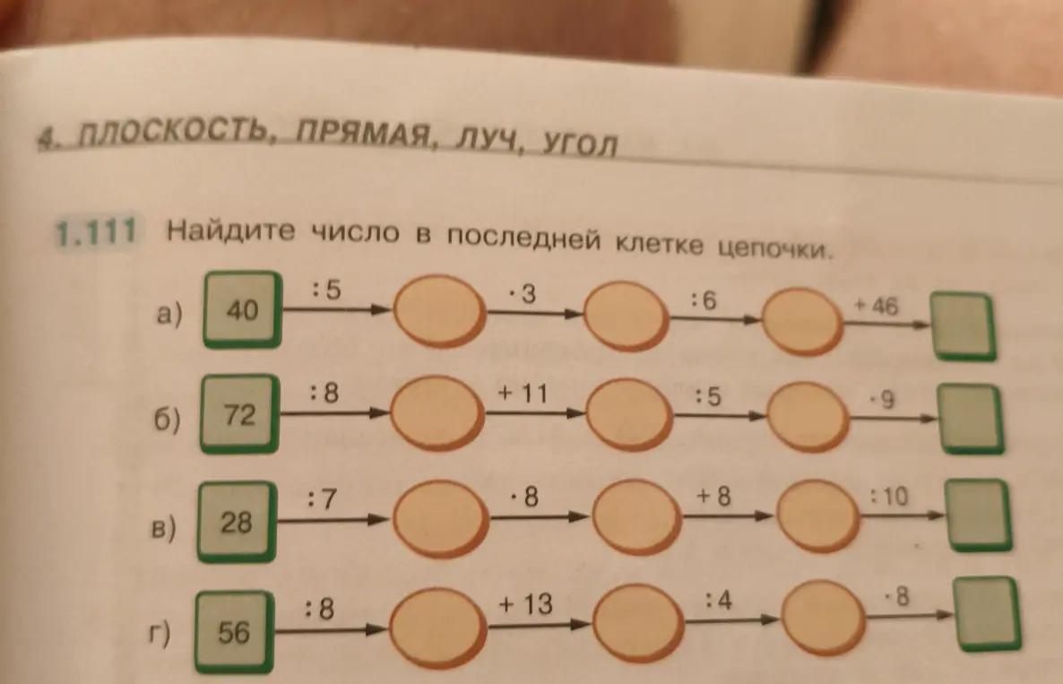 Найди число в последней клетке цепочки.