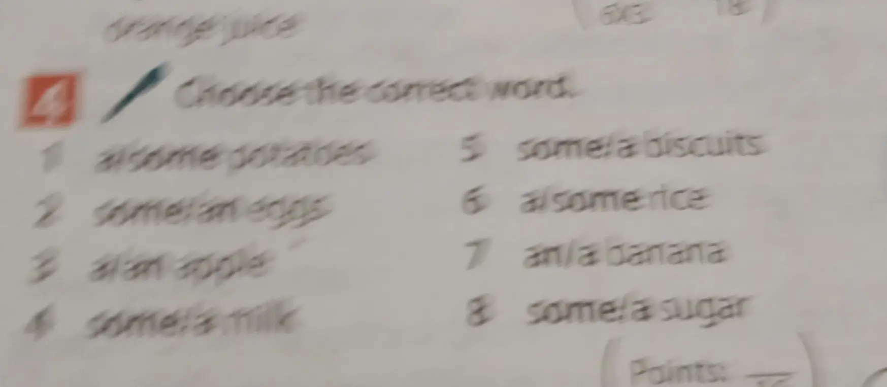 Выбери правильное слово в задании про 'some' и 'a' для 'some potatoes'.
