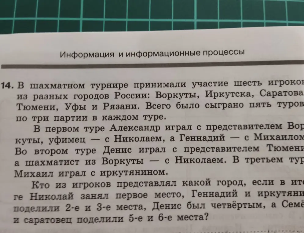 Можешь подсказать, кто из игроков представлял какой город в шахматном турнире?