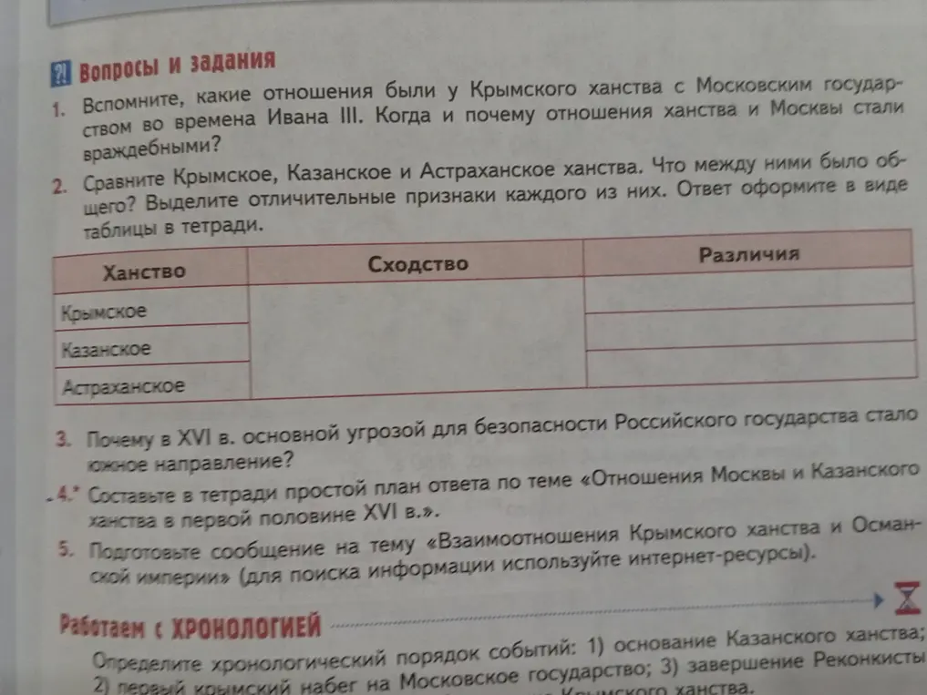 Предложи мне ответы на вопросы по истории про Крымское, Казанское и Астраханское ханства.