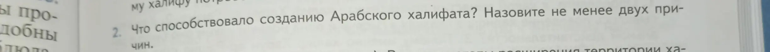 Ты просишь назвать не менее двух причин, которые способствовали созданию Арабского халифата
