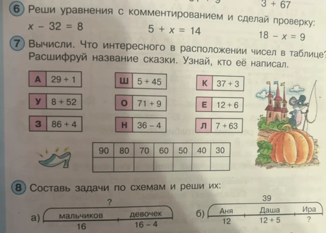 Можешь ли ты решить уравнения и расшифровать название сказки?