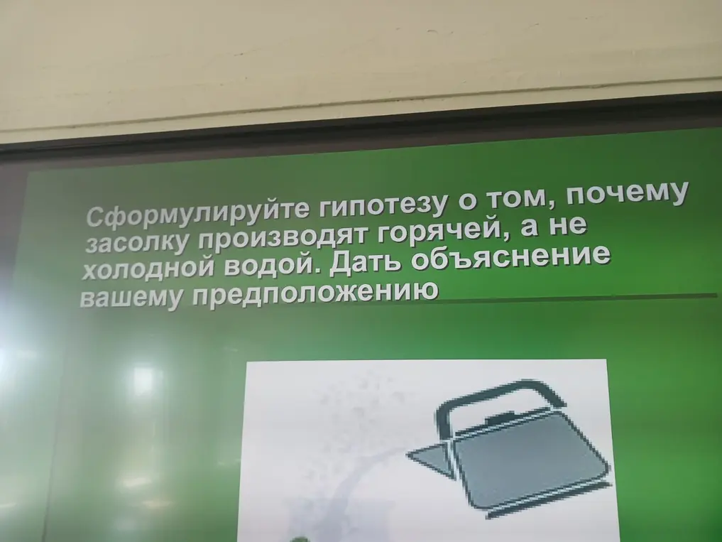 Предложи гипотезу о том, почему засолку производят горячей, а не холодной водой