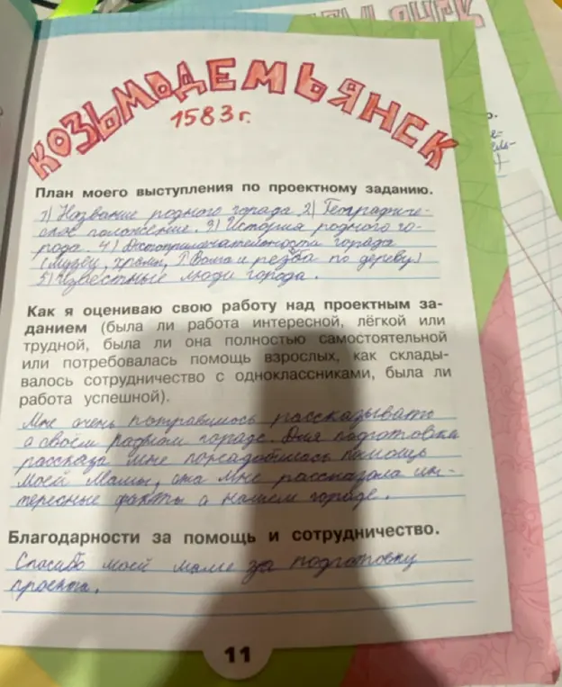 Составь план выступления по проектному заданию