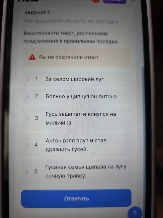 Расположи предложения в правильном порядке, чтобы восстановить текст, начиная с предложения "За селом широкий луг".