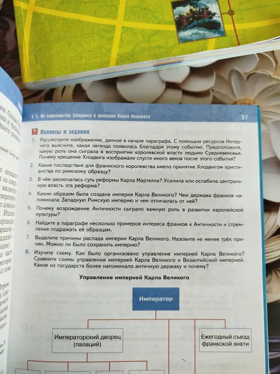 Объясни вопросы и задания по теме "От королевства Хлодвига к империи Карла Великого"