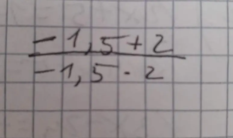 Реши пример \frac{-1,5 + 2}{-1,5 - 2}
