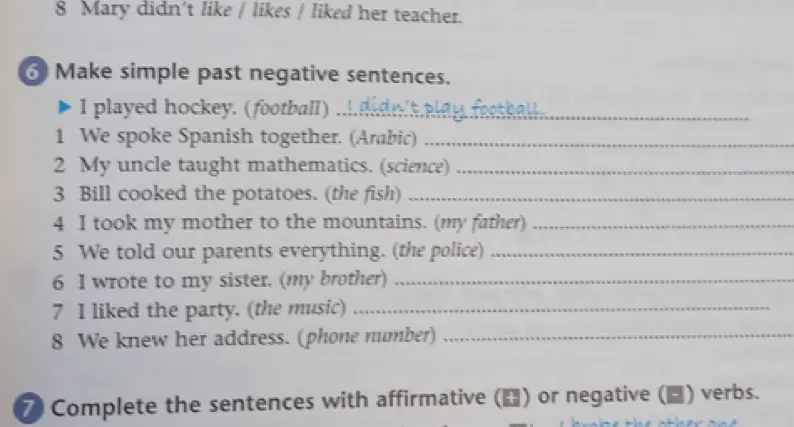 Составь предложения в Past Simple Negative, используя: We spoke Spanish together. (Arabic)
