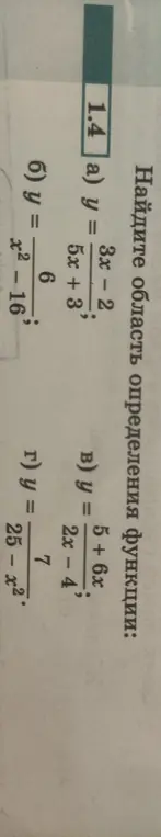 Найди область определения функции y = (3x - 2) / (5x + 3)
