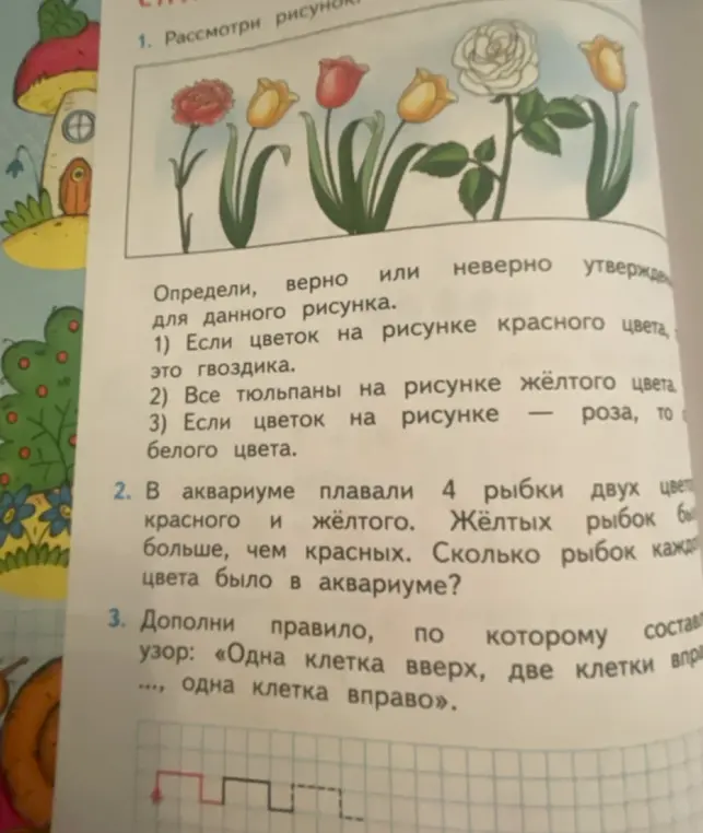 Определи, верно или неверно утверждение: Если цветок на рисунке красного цвета, то это гвоздика.