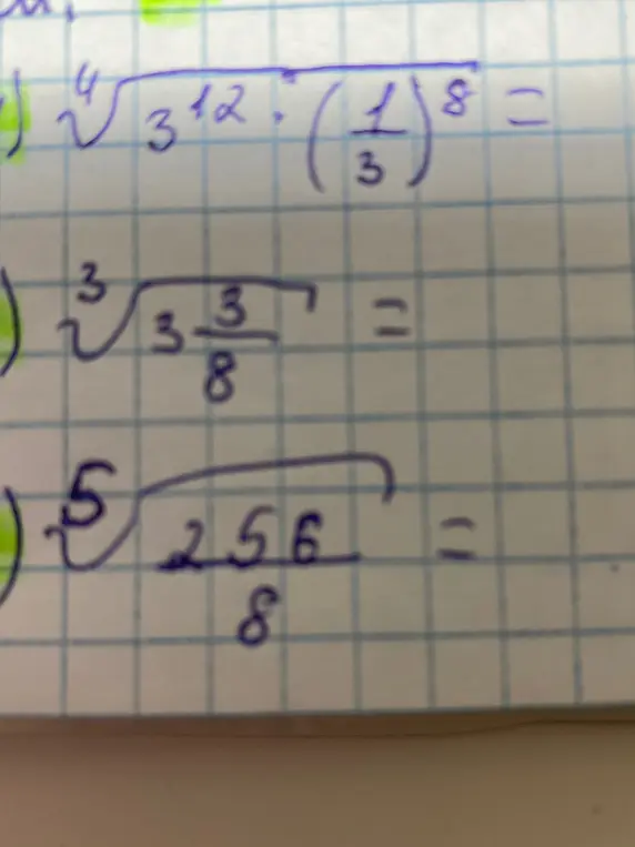 Помоги решить пример $\sqrt[4]{3^{12}} \cdot (\frac{1}{3})^8$
