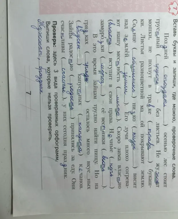 Вставь буквы и запиши, где можно, проверочные слова
