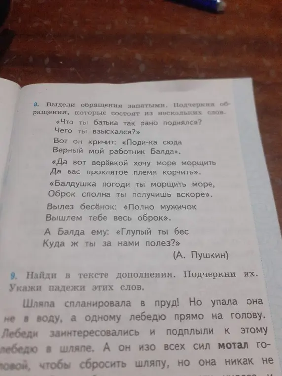 Найди в тексте дополнения и укажи падеж этих слов