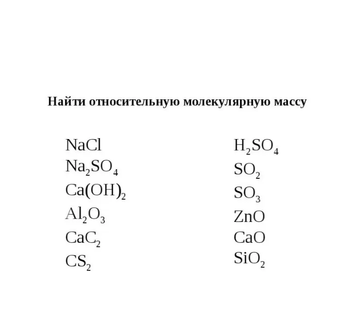 Ты просишь найти относительную молекулярную массу для веществ: NaCl