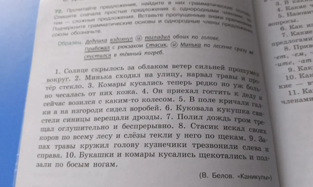 Выпиши простые предложения с однородными членами из упражнения.