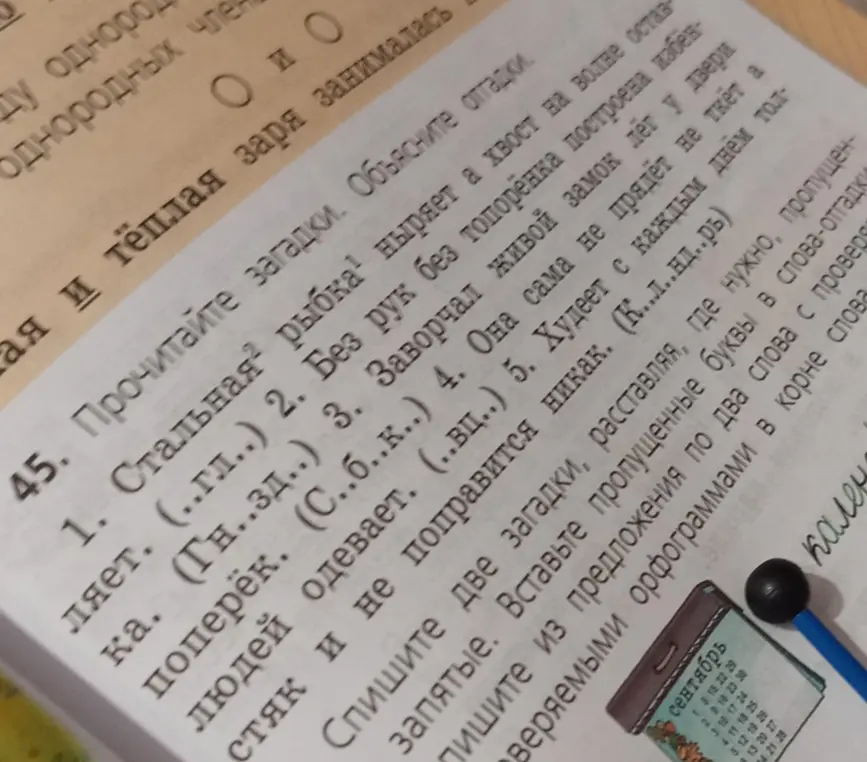 Прочитай загадки и вставь пропущенные буквы в словах: Стальная рыбка ныряет а хвост на волне осталяет. (..гл..)