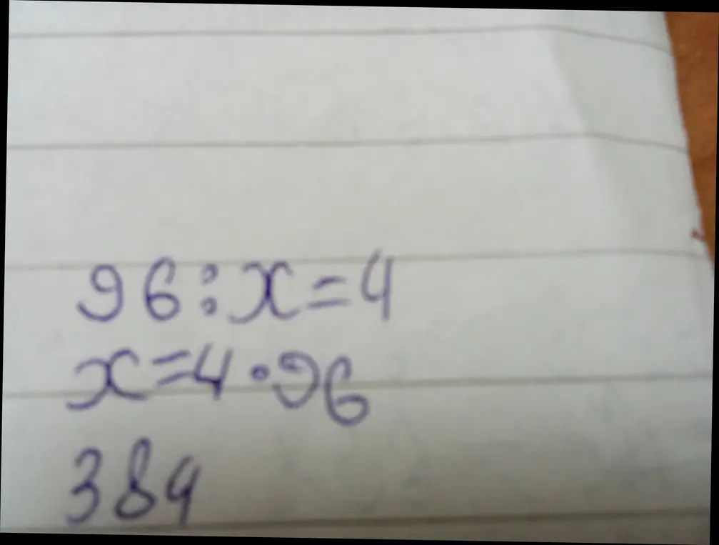 Помоги решить уравнение 96 : x = 4