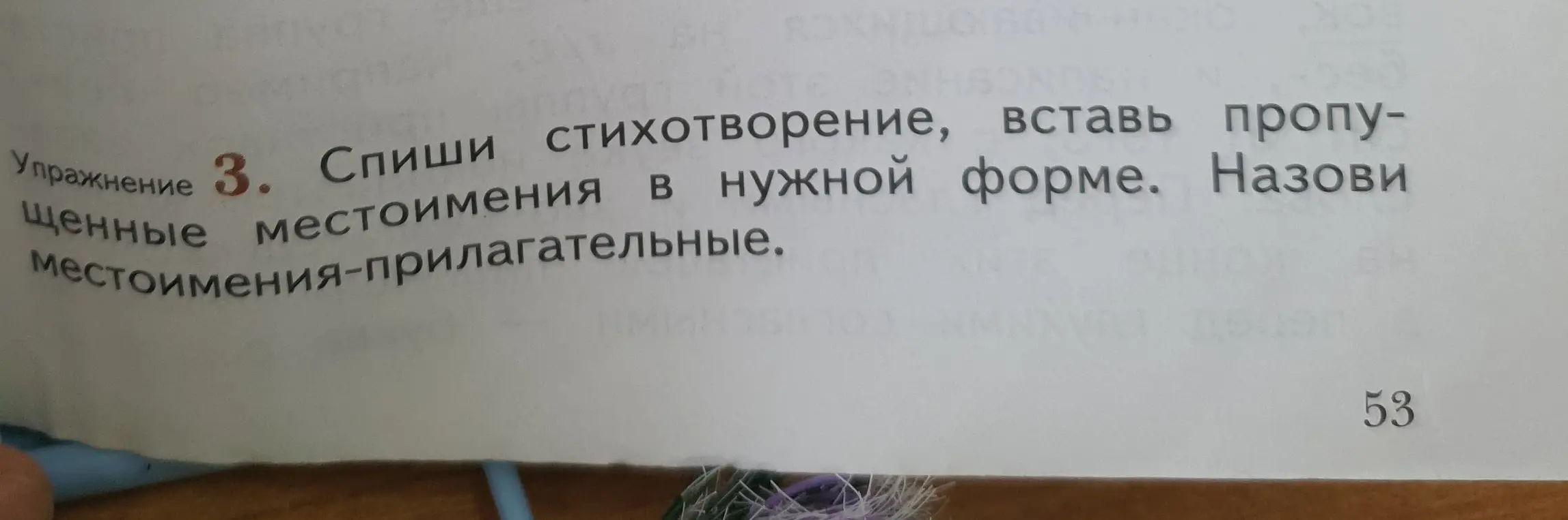 Спиши стихотворение, вставь пропущенные местоимения в нужной форме. Назови местоимения-прилагательные.