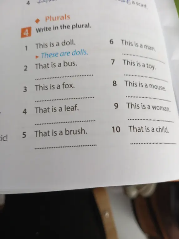 Напиши множественное число для предложений: 2. That is a bus.