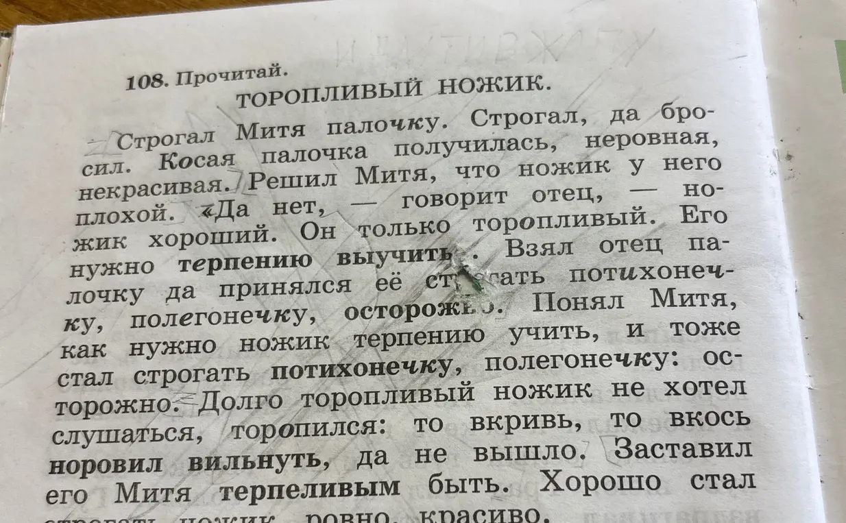 Прочитай текст "Торопливый ножик".