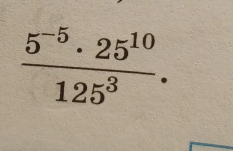 Вычисли значение выражения (5^-5 * 25^10) / 125^3.