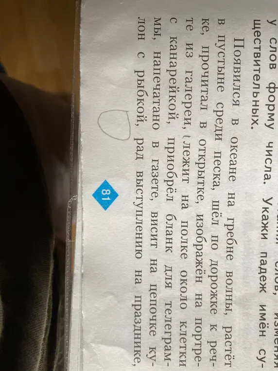 Укажи падеж имён существительных в предложениях.