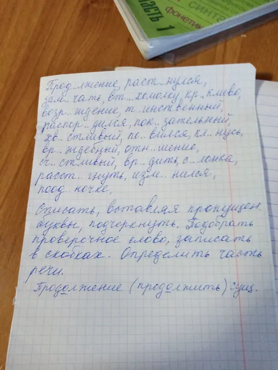 Вставь пропущенные буквы, подбери проверочные слова и определи части речи.