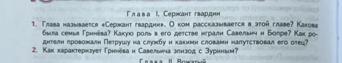 Ответь на вопросы к главе "Сержант гвардии".