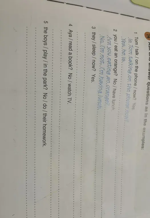 Задай вопросы и ответь на них, как в примерах: 2. you / eat an orange? No / have lunch.