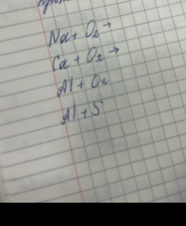 Составь уравнения реакций: Na + O2, Ca + O2, Al + O2, Al + S.
