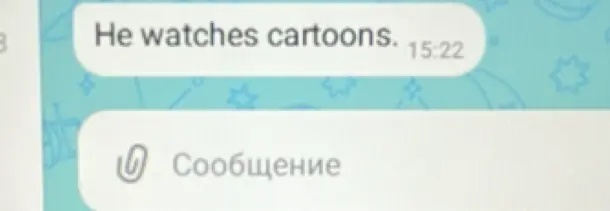 Построй с предложением 'He watches cartoons' вопросительное, ответы да/нет и отрицательное предложения.