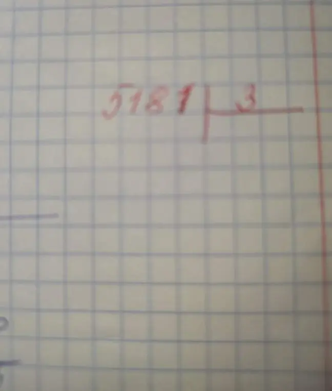 Раздели в столбик 5181 на 3