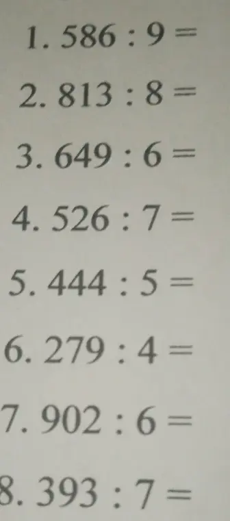 Выполни деление столбиком: 1. 586 : 9 =